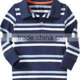 BOYS STRIPED LONG SLEEVE POLO T SHIRT WITH RIB CUFFS thumbnail-1
