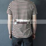 Custom Men Yarn Dyed Striped Cotton T Shirt Factory Price thumbnail-3