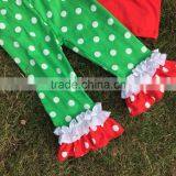 Fashion Christmas Grils Otufits Baby Kids Wear Santa Red Top Kids Green White Dot Pants With Mtaching Headband Set thumbnail-3