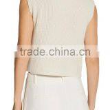 2017 New Display Ivory Cashmere Cotton and Silk Blend Slips On Knitted Top thumbnail-3