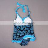 2016 Children Fashion Swimwear For Girls Blue Polyester And Lycra Flower Printed One Piece Bathing Suit Kids Swim Wear SR40417-3 thumbnail-2