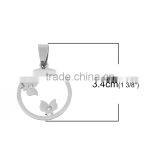 Stainless Steel Cut Out Pendants Butterfly Animal Silver Tone Round thumbnail-2
