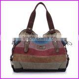 China Wholesale Fashion Patchwork Canvas Handbag Ladies 100% Cotton Canvas Bag