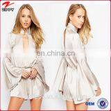 Sateen Playsuit With Bell Sleeve Women Playsuit Jumpsuit