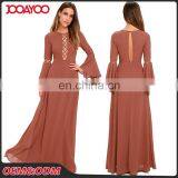 Fashion Smart Women Fashion Hollow Out Casual Long Dress Ladies Long Sleeve Maxi Dress thumbnail-1