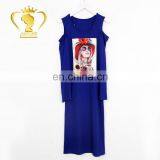 Support OEM & ODM 2017 New Fashion Pattern 3/4 Sleeve Woman Long Casual Ladies Off-shoulder Dress thumbnail-3