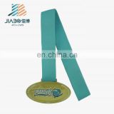 oval shape custom painted bronze swimming medal with ribbon