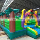 Huge Tropical Dinosaur Inflatable Bouncy Castle Slide , Inflatable Amusement Park for Kids thumbnail-5