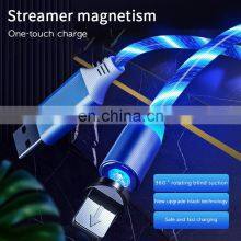 2020 New Product Hot Wholesale LED Flowing Light Magnetic Charging Cable Cellphone Fast Micro USB Cable Charger Data Cable Line thumbnail-2