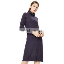 Women Long Sleeve Casual Turtle Neck Wool Cashmere Knit Dress Sweater thumbnail-1