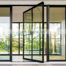 Villa Unique Oversized Style Horizontal Spring Hinge Sliding System Iron Frame Glass Pivot Entry Door With Sidelights thumbnail-1