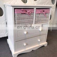 White Chest Drawers Storage Unit Wicker Baskets Pink Girls Furniture Shabby Chic thumbnail-2