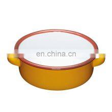 China Oem Big Sized Two Tones Plain Stock Enamel Salad Bowl With Black Fim thumbnail-2