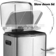 Office Kitchen Hotel 24L Recycle Bin Stainless Steel Recycle Bins 2 Compartments Outdoor Recycled Trash Bin thumbnail-2