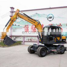 HENGWANG HW-80L 8 Ton Hydraulic Excavator Wheel Mounted Excavator Tires Wheel Excavator Wheeled thumbnail-1