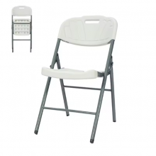 Portable Folding White Plastic Chair thumbnail-1