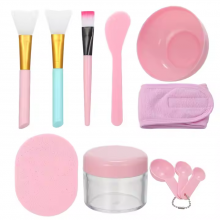 Wholesale Pink 11 in 1 Professional Self Skin Care Tool Kit Mask Brush Spatula Bowl Face Mask Set With Headband Your Own Brand
