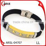 Fashion Bracelet Silicone Wristband Cross Steel Silicon Bracelet thumbnail-3