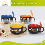 ceramic soup mug printer with spoon