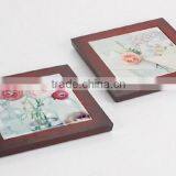 15cm Printed Square Ceramic Trivet With Wooden Frame