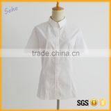 cheap fitted short sleeve ladies button down white formal shirt