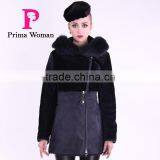 2016 New Design Medium Length Winter Women Slim Fit Woolen Coat With Belt