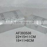 Set of 2 Hollowed Out Metal Sheet Gift Jeweled Box thumbnail-1