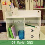 DIY Wooden Desktop Cosmetic Storage Box Office Table Stuff Organizer With 2 Drawers thumbnail-3