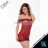 Hot Women Off-shoulder Ruffle Trimmed Night Dress thumbnail-1