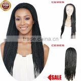 new fashion purely hand Japanese synthetic fiber lace front African braided wigs for black women with baby hair