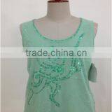 Knit Sleeveless Sequin t Shirt for Women thumbnail-1