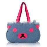 2014 Summer Hot Sell Bear Canvas Denim Girl Tote Bag China Manufacturer