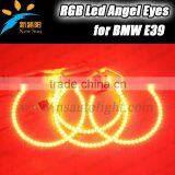 High quality E39 led RGB angel eyes for BMW 9-16V DC 35W angel eyes ring car head lamp with 16 colors remote control
