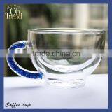 High Quality Multi-function Small Reusable Coffee Cup Sleeve Borosilicate Glass Tea Cupwith Blue Diamond Shank Unique Style thumbnail-4
