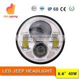 LED Motorcycle Headlight 40W 6500K 12V 24V 5 6 7 Inch Jeep Wrangler Headlight for Cars