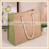 White Cotton Tote Portable Jute Shopping Bag Burlap Sack thumbnail-2