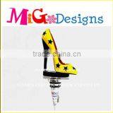 Yellow Resin High Heeled Shoe Custom Wine Bottle Metal Stoppers thumbnail-1