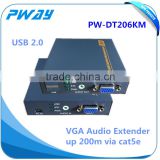 Factory price VGA kvm extender via cat5e/6 support keyboard and usb video ethernet transmitter and receiver