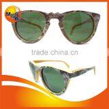 Printed Bamboo Sunglasses With Green Lens