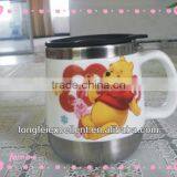 2014 durable double ceramic mug with stainless inside yiwu China wholesale