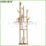 Bamboo Coat Rack Tree Peg Rack/Clothing and Garment Hanging Stand/Homex_FSC/BSCI Factory thumbnail-1