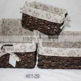 Household Essentials Set of Three Woven Water Hyacinth Storage Utility Baskets thumbnail-1