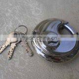 Solid Chromed Hardened Stainless Steel Disc Padlock With Brass Cylinder thumbnail-3