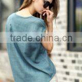 Fashion Round Neck Short Sleeve Linen Casual Women T-shirt Made in China thumbnail-2