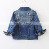Hot Sale Boutique Girl Clothing Ripped Turndown Denim Outerwear thumbnail-2