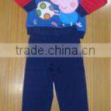 kids interlock pyjama set, Cute pepa clothing winter 100% cotton pajama set