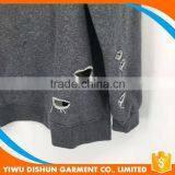 Men Latest Designs Cotton French Terry Blank Hoodies With Many Holes thumbnail-6