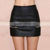 MGOO High Quality Black Twill Mini Plain Skirt For Women Wholesale Silver Zip Fashion Sexy Skirt 15144A108 thumbnail-3
