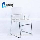 LS-4025F Fashion Design Stackable Metal Frame Plastic Chair With Arms Metal Stacking Conference Chair thumbnail-2