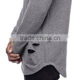 Distressed Heathergrey Long Sleeve Knit Mens Hoodie&sweatshirt thumbnail-3
